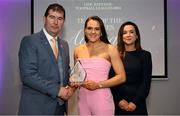 3 May 2024; The players selected on the Teams of the 2024 Lidl National Leagues were presented with their awards at Croke Park on Friday, May 3. The best players from the four divisions in the 2024 Lidl National Football Leagues were selected by the LGFA’s All Star committee. Niamh Gallogly of Meath is pictured receiving her Division 1 award from Uachtarán Cumann Peil Gael na mBan, Mícheál Naughton and Christine McIntyre, Senior Partnerships and Events Manager, Lidl Ireland and Northern Ireland. Photo by Ramsey Cardy/Sportsfile
