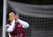 3 May 2024; Ruairi Keating of St Patrick's Athletic reacts to a missed shot on goal during the SSE Airtricity Men's Premier Division match between St Patrick's Athletic and Drogheda United at Richmond Park in Dublin. Photo by Shauna Clinton/Sportsfile