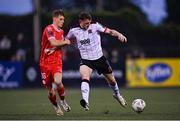 3 May 2024; Zak Bradshaw of Dundalk in action against Will Jarvis of Shelbourne during the SSE Airtricity Men's Premier Division match between Dundalk and Shelbourne at Oriel Park in Dundalk, Louth. Photo by Ben McShane/Sportsfile