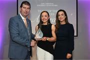 3 May 2024; The players selected on the Teams of the 2024 Lidl National Leagues were presented with their awards at Croke Park on Friday, May 3. The best players from the four divisions in the 2024 Lidl National Football Leagues were selected by the LGFA’s All Star committee. Aoife Clifford of Kildare is pictured receiving her Division 2 award from Uachtarán Cumann Peil Gael na mBan, Mícheál Naughton and Christine McIntyre, Senior Partnerships and Events Manager, Lidl Ireland and Northern Ireland. Photo by Ramsey Cardy/Sportsfile