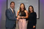 3 May 2024; The players selected on the Teams of the 2024 Lidl National Leagues were presented with their awards at Croke Park on Friday, May 3. The best players from the four divisions in the 2024 Lidl National Football Leagues were selected by the LGFA’s All Star committee. Maria Canavan of Tyrone is pictured receiving her Division 2 award from Uachtarán Cumann Peil Gael na mBan, Mícheál Naughton and Christine McIntyre, Senior Partnerships and Events Manager, Lidl Ireland and Northern Ireland. Photo by Ramsey Cardy/Sportsfile