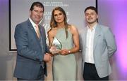 3 May 2024; The players selected on the Teams of the 2024 Lidl National Leagues were presented with their awards at Croke Park on Friday, May 3. The best players from the four divisions in the 2024 Lidl National Football Leagues were selected by the LGFA’s All Star committee. Fidelma Marrinan of Clare is pictured receiving her Division 3 award from Uachtarán Cumann Peil Gael na mBan, Mícheál Naughton and Jamie O’Rourke, Partnerships and Events Manager, Lidl Ireland and Northern Ireland. Photo by Ramsey Cardy/Sportsfile