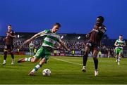 3 May 2024; Daniel Cleary of Shamrock Rovers in action against James Akintunde of Bohemians during the SSE Airtricity Men's Premier Division match between Bohemians and Shamrock Rovers at Dalymount Park in Dublin. Photo by Stephen McCarthy/Sportsfile