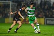 3 May 2024; Aaron Greene of Shamrock Rovers in action against Dylan Connolly of Bohemians during the SSE Airtricity Men's Premier Division match between Bohemians and Shamrock Rovers at Dalymount Park in Dublin. Photo by Brendan Moran/Sportsfile