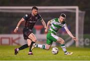 3 May 2024; Jack Byrne of Shamrock Rovers in action against Adam McDonnell of Bohemians during the SSE Airtricity Men's Premier Division match between Bohemians and Shamrock Rovers at Dalymount Park in Dublin. Photo by Stephen McCarthy/Sportsfile