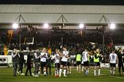 3 May 2024; Dundalk players and staff applaud toward the supporters after the SSE Airtricity Men's Premier Division match between Dundalk and Shelbourne at Oriel Park in Dundalk, Louth. Photo by Ben McShane/Sportsfile