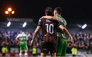 3 May 2024; Dylan Connolly of Bohemians and Aaron Greene of Shamrock Rovers after the SSE Airtricity Men's Premier Division match between Bohemians and Shamrock Rovers at Dalymount Park in Dublin. Photo by Stephen McCarthy/Sportsfile