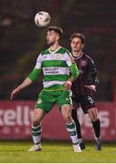 3 May 2024; Neil Farrugia of Shamrock Rovers in action against Paddy Kirk of Bohemians during the SSE Airtricity Men's Premier Division match between Bohemians and Shamrock Rovers at Dalymount Park in Dublin. Photo by Stephen McCarthy/Sportsfile