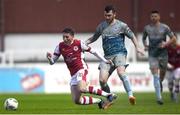 3 May 2024; Kian Leavy of St Patrick's Athletic is tackled by Ryan Brennan of Drogheda United during the SSE Airtricity Men's Premier Division match between St Patrick's Athletic and Drogheda United at Richmond Park in Dublin. Photo by Shauna Clinton/Sportsfile