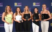 3 May 2024; The players selected on the Teams of the 2024 Lidl National Leagues were presented with their awards at Croke Park on Friday, May 3. The best players from the four divisions in the 2024 Lidl National Football Leagues were selected by the LGFA’s All Star committee. The Kildare team, from left, Róisín Byrne, Ruth Sargeant, Lara Gilbert, Aoife Clifford and Neasa Dooley. Photo by Ramsey Cardy/Sportsfile