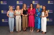 3 May 2024; The players selected on the Teams of the 2024 Lidl National Leagues were presented with their awards at Croke Park on Friday, May 3. The best players from the four divisions in the 2024 Lidl National Football Leagues were selected by the LGFA’s All Star committee. Armagh players, from left, Lauren McConville, Aoife McCoy, Caroline O'Hanlon, Aimee Mackin, Kelly Mallon and Grace Ferguson.  Photo by Ramsey Cardy/Sportsfile