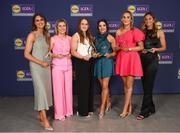 3 May 2024; The players selected on the Teams of the 2024 Lidl National Leagues were presented with their awards at Croke Park on Friday, May 3. The best players from the four divisions in the 2024 Lidl National Football Leagues were selected by the LGFA’s All Star committee. Clare players, from left, Fidelma Marrinan, Laurie Ryan, Ailish Considine, Caoimhe Harvey, Síofra Ni Chonaill and Aisling Reidy. Photo by Ramsey Cardy/Sportsfile