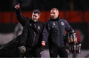 3 May 2024; Shamrock Rovers manager Stephen Bradley and assistant coach Glenn Cronin, right, after the SSE Airtricity Men's Premier Division match between Bohemians and Shamrock Rovers at Dalymount Park in Dublin. Photo by Stephen McCarthy/Sportsfile