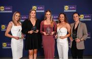 3 May 2024; The players selected on the Teams of the 2024 Lidl National Leagues were presented with their awards at Croke Park on Friday, May 3. The best players from the four divisions in the 2024 Lidl National Football Leagues were selected by the LGFA’s All Star committee. Roscommon players, from left, Laura Fleming, Helena Cummins, Ellen Irwin, Aisling Hanly and Rachel Fitzmaurice. Photo by Ramsey Cardy/Sportsfile