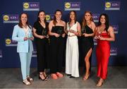 3 May 2024; The players selected on the Teams of the 2024 Lidl National Leagues were presented with their awards at Croke Park on Friday, May 3. The best players from the four divisions in the 2024 Lidl National Football Leagues were selected by the LGFA’s All Star committee. Carlow players, from left, Nicole Hanley, Niamh Forde, Clíodhna Ní Shé Róisín Bailey, Sinead McCullagh, and Ruth Bermingham. Photo by Ramsey Cardy/Sportsfile