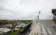 4 May 2024; A train passes behind Hill 16 before the Investec Champions Cup semi-final match between Leinster and Northampton Saints at Croke Park in Dublin. Photo by Stephen McCarthy/Sportsfile