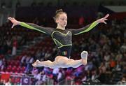 3 May 2024; Mimi Moloney of Ireland competes in the Junior Floor Qualification subdivision 3 on day two of the 2024 Women's Artistic Gymnastics European Championships at Fiera di Rimini in Rimini, Italy. Photo by Filippo Tomasi/Sportsfile