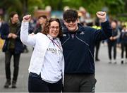 4 May 2024; Leinster supporters Hazel and Oliver Bacon, from Wexford, before the Investec Champions Cup semi-final match between Leinster and Northampton Saints at Croke Park in Dublin. Photo by Stephen McCarthy/Sportsfile