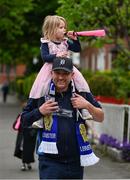 4 May 2024; Leinster supporters Tilly and Rhys Morrison, from Canberra, Australia, now living in Dublin, arrive before the Investec Champions Cup semi-final match between Leinster and Northampton Saints at Croke Park in Dublin. Photo by Brendan Moran/Sportsfile