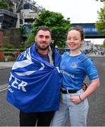 4 May 2024; Leinster supporters Adam Dolan and Siobháin Beggy from Navan, Meath, before the Investec Champions Cup semi-final match between Leinster and Northampton Saints at Croke Park in Dublin. Photo by Brendan Moran/Sportsfile
