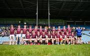 4 May 2024; The Galway team stand for their team photo before the Connacht GAA Football U20 Championship final match between Roscommon and Galway at Hastings Insurance MacHale Park in Castlebar, Mayo. Photo by Ben McShane/Sportsfile