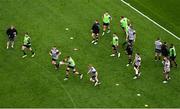 4 May 2024; Northampton Saints players warm-up before the Investec Champions Cup semi-final match between Leinster and Northampton Saints at Croke Park in Dublin. Photo by Stephen McCarthy/Sportsfile