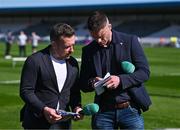 4 May 2024; GAAGO pundits Richie Hogan, left, and Eoin Cadogan before the Munster GAA Hurling Senior Championship Round 3 match between Waterford and Tipperary at Walsh Park in Waterford. Photo by Piaras Ó Mídheach/Sportsfile