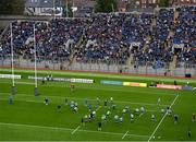 4 May 2024; Leinster players warm-up in front of Hill 16 before the Investec Champions Cup semi-final match between Leinster and Northampton Saints at Croke Park in Dublin. Photo by Stephen McCarthy/Sportsfile