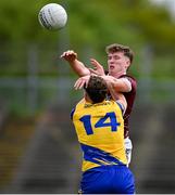 4 May 2024; Mark Mannion of Galway in action against Niall O'Donnell of Roscommon during the Connacht GAA Football U20 Championship final match between Roscommon and Galway at Hastings Insurance MacHale Park in Castlebar, Mayo. Photo by Ben McShane/Sportsfile