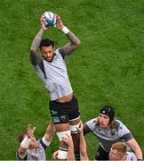 4 May 2024; Courtney Lawes of Northampton Saints and teammates warm-up before the Investec Champions Cup semi-final match between Leinster and Northampton Saints at Croke Park in Dublin. Photo by Stephen McCarthy/Sportsfile