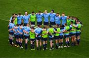 4 May 2024; Leinster players huddle before the Investec Champions Cup semi-final match between Leinster and Northampton Saints at Croke Park in Dublin. Photo by Stephen McCarthy/Sportsfile