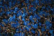 4 May 2024; Leinster supporters wave flags before the Investec Champions Cup semi-final match between Leinster and Northampton Saints at Croke Park in Dublin. Photo by Ray McManus/Sportsfile