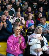 4 May 2024; Wexford supporters celebrate a score during the Leinster GAA Hurling Senior Championship Round 3 match between Wexford and Galway at Chadwicks Wexford Park in Wexford. Photo by David Fitzgerald/Sportsfile