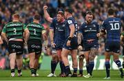 4 May 2024; Tadhg Furlong of Leinster, centre, celebrates winning a scrum penalty during the Investec Champions Cup semi-final match between Leinster and Northampton Saints at Croke Park in Dublin. Photo by Brendan Moran/Sportsfile