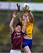 4 May 2024; Conor Harley of Roscommon in action against Colm Costello of Galway during the Connacht GAA Football U20 Championship final match between Roscommon and Galway at Hastings Insurance MacHale Park in Castlebar, Mayo. Photo by Ben McShane/Sportsfile