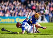 4 May 2024; Jake Morris of Tipperary in action against Calum Lyons of Waterford during the Munster GAA Hurling Senior Championship Round 3 match between Waterford and Tipperary at Walsh Park in Waterford. Photo by Piaras Ó Mídheach/Sportsfile