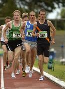 25 July 2004; Alastair Cragg (364), Clonliffe Harriers AC, leads Colin Costello (078), Star of the Sean AC and Brian Murray (127), Templemore AC in the Men's 1500m Final. AAI Senior Track and Field Championships, Morton Stadium, Santry, Dublin. Picture credit; Brendan Moran / SPORTSFILE