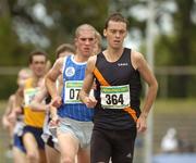 25 July 2004; Alastair Cragg (364), Clonliffe Harriers AC, leads Colin Costello (078), Star of the Sean AC, in the Men's 1500m Final. AAI Senior Track and Field Championships, Morton Stadium, Santry, Dublin. Picture credit; Brendan Moran / SPORTSFILE