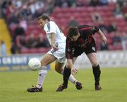 29 July 2004; Alan Murphy, Longford Town, is tackled by Franz Burgmeier, FC Vaduz. UEFA Cup, 1st Qualifying Round, 2nd Leg, Longford Town v FC Vaduz, Flancare Park, Longford. Picture credit; Ray McManus / SPORTSFILE