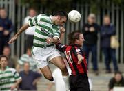 2 August 2004; Terry Palmer, Shamrock Rovers, in action against Longford Town's Dessie Baker. eircom League, Premier Division, Shamrock Rovers v Longford Town, Richmond Park, Dublin. Picture credit; Pat Murphy / SPORTSFILE