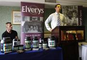 3 August 2004; Clare hurler, and CEO of Pro-Performance, Tony Griffin, with Richard Rocker, Pro-Performance, left, speaking at the launch of Pro-Performance, Ireland's first Sports Nutrition Company in Association with Elvery Sports Stores. Berkeley Court Hotel, Ballsbridge, Dublin. Picture credit; Ray McManus / SPORTSFILE