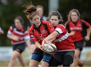 14 September 2013; Aoife Keenan, New Ross RFC, in action against Aoife O'Donoghue, Wicklow RFC, during the South East Underage Blitz. Wexford Wanderers RFC, Wexford. Picture credit: Matt Browne / SPORTSFILE