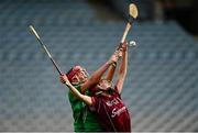 15 September 2013; Sarah Carey, Limerick, in action against Orlaith McGrath, Galway. Liberty Insurance All-Ireland Intermediate Camogie Championship Final, Galway v Limerick, Croke Park, Dublin. Photo by Sportsfile