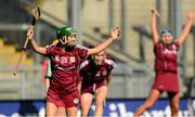 15 September 2013; Deirdre Burke, Galway, celebrates at the final whistle. Liberty Insurance All-Ireland Intermediate Camogie Championship Final, Galway v Limerick, Croke park, Dublin. Photo by Sportsfile