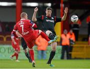 15 September 2013; Danny North, Sligo Rovers, in action against Shane McEleney, Derry City. FAI Ford Cup Quarter-Final, Sligo Rovers v Derry City, The Showgrounds, Sligo. Picture credit: David Maher / SPORTSFILE