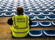 14 September 2013; A Semple Stadium steward before the game. Bord Gáis Energy GAA Hurling Under 21 All-Ireland 'B' Championship Final, Kerry v Kildare, Semple Stadium, Thurles, Co. Tipperary. Picture credit: Ray McManus / SPORTSFILE