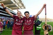 15 September 2013; Brenda Hanney, left, and Ann Marie Hayes, Galway, celebrate after the game. Liberty Insurance All-Ireland Senior Camogie Championship Final, Galway v Kilkenny, Croke Park, Dublin. Photo by Sportsfile