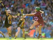 15 September 2013; Heather Cooney, Galway, in action against Aoife Neary, left, and Shelly Farrell, Kilkenny. Liberty Insurance All-Ireland Senior Camogie Championship Final, Galway v Kilkenny, Croke park, Dublin. Photo by Sportsfile