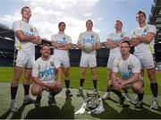 16 September 2013; The groups and teams for the FBD 7s, Ireland’s premier 7s football competition, were announced today in Croke Park. The FBD 7s is taking place in Kilmacud this Saturday, 21st September 2013 and 32 of Ireland’s top club teams will be taking part. At the launch of the 2013 FBD 7s hosted by Kilmacud Crokes are current Kilmacud Crokes players, back row, from left, Liam Og O'Heneachain, Steven Williams, David Campbell, Mark Vaughan and Brian McGrath. Front row, from left, Ronan Ryan and Eoin Culligan. FBD All-Ireland Football Sevens Launch, Croke Park, Dublin. Picture credit: David Maher / SPORTSFILE