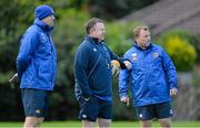 16 September 2013; Leinster head coach Matt O'Connor, centre, with forwards coach Jono Gibbes, left, and skills & kicking coach Richie Murphy during a squad training session ahead of their Celtic League 2013/14, Round 3, match against Glasgow Warriors on Friday. Leinster Rugby Squad Training and Press Briefing, UCD, Belfield, Dublin. Picture credit: Brendan Moran / SPORTSFILE